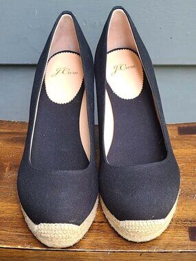 J Crew Seville Espadrille Pump Black NWT! Size 8